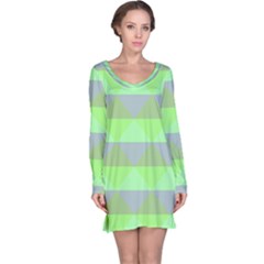 Squares Triangel Green Yellow Blue Long Sleeve Nightdress by Mariart