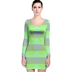 Squares Triangel Green Yellow Blue Long Sleeve Velvet Bodycon Dress by Mariart