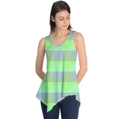 Squares Triangel Green Yellow Blue Sleeveless Tunic by Mariart