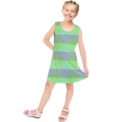 Squares Triangel Green Yellow Blue Kids  Tunic Dress by Mariart