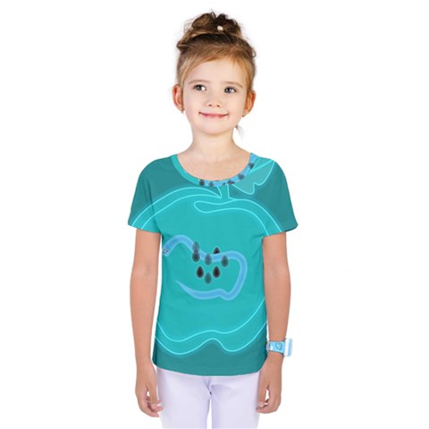 Xray Worms Fruit Apples Blue Kids  One Piece Tee by Mariart