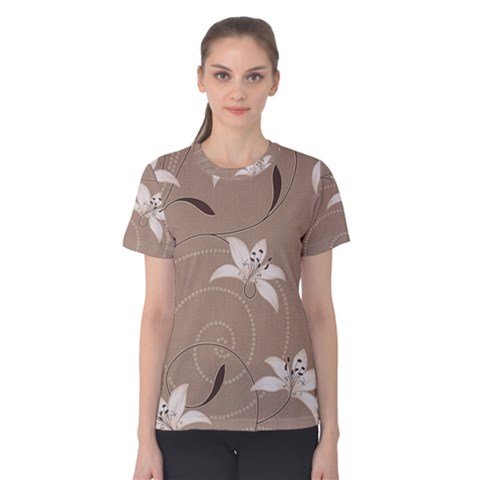 Star Flower Floral Grey Leaf Women s Cotton Tee by Mariart