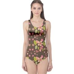 Floral Pattern One Piece Swimsuit by Valentinaart