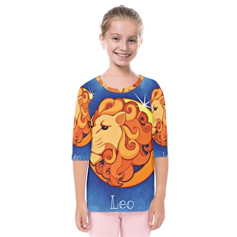 Zodiac Leo Kids  Quarter Sleeve Raglan Tee by Mariart