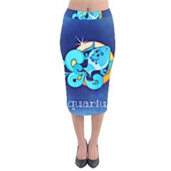Zodiac Aquarius Velvet Midi Pencil Skirt
