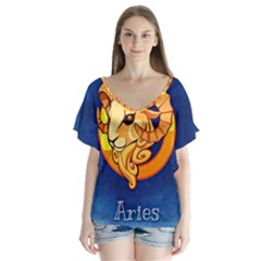 Zodiac Aries Flutter Sleeve Top