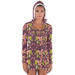 Floral Pattern Women s Long Sleeve Hooded T-shirt by Valentinaart
