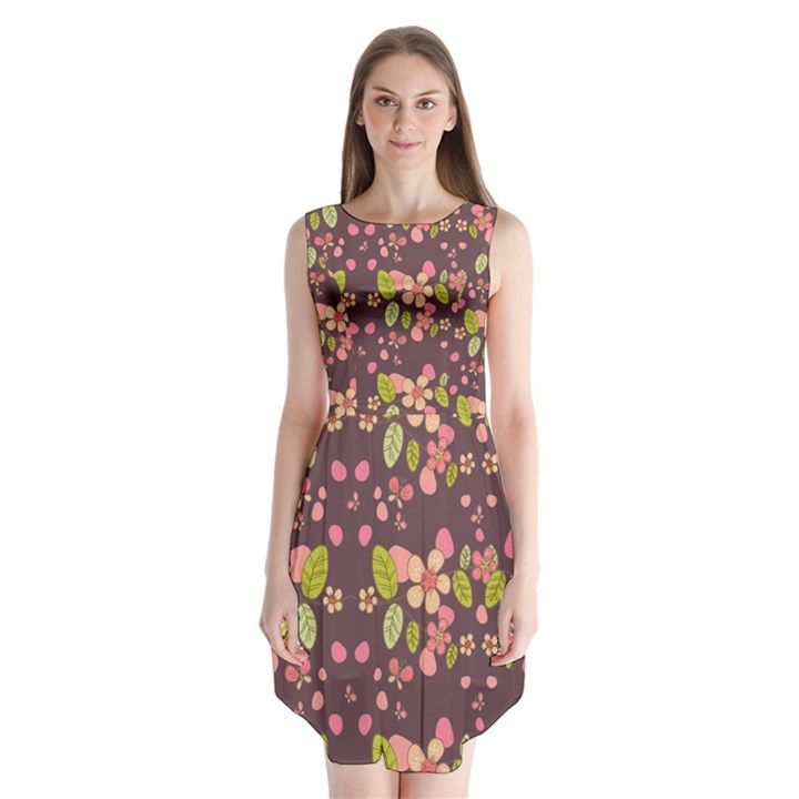 Floral pattern Sleeveless Chiffon Dress  