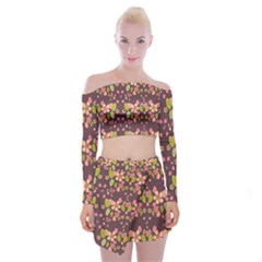 Floral Pattern Off Shoulder Top With Skirt Set by Valentinaart