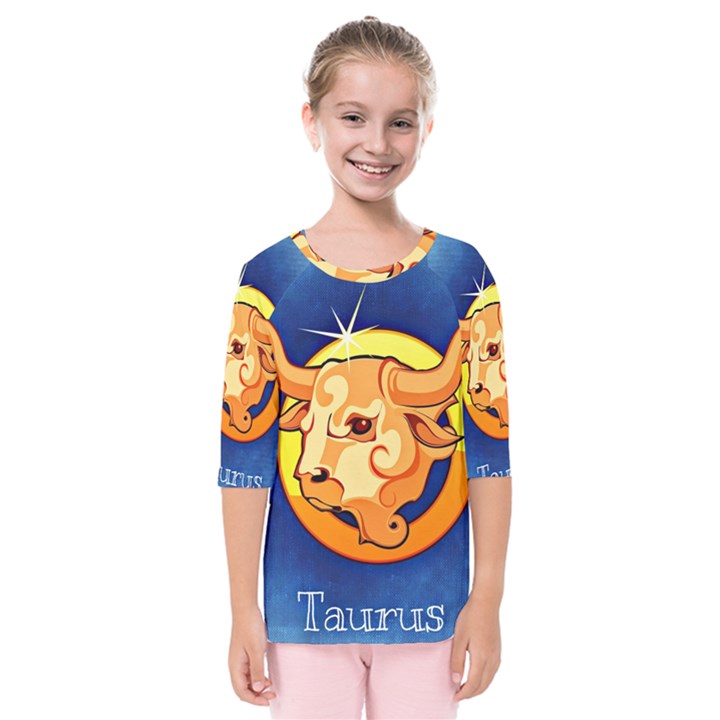 Zodiac Taurus Kids  Quarter Sleeve Raglan Tee