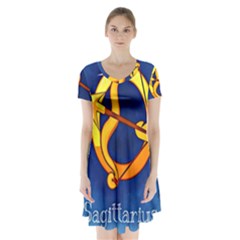 Zodiac Sagittarius Short Sleeve V-neck Flare Dress