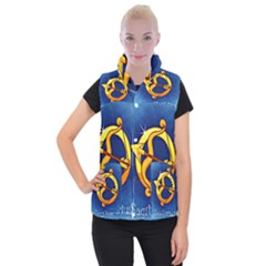 Zodiac Sagittarius Women s Button Up Puffer Vest