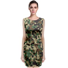 Army Camouflage Sleeveless Velvet Midi Dress by Mariart