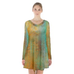 The Waterfall Long Sleeve Velvet V-neck Dress by digitaldivadesigns