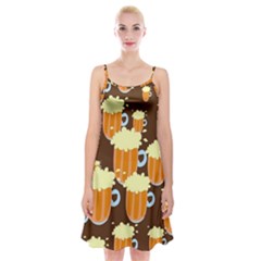 A Fun Cartoon Frothy Beer Tiling Pattern Spaghetti Strap Velvet Dress by Nexatart