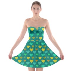 Hearts Seamless Pattern Background Strapless Bra Top Dress by Nexatart