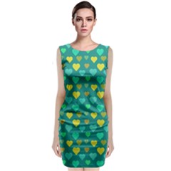Hearts Seamless Pattern Background Sleeveless Velvet Midi Dress by Nexatart