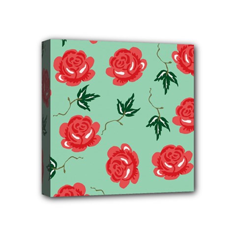 Red Floral Roses Pattern Wallpaper Background Seamless Illustration Mini Canvas 4  x 4 