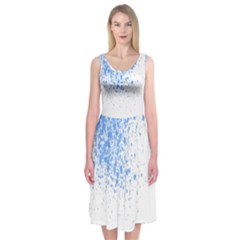 Blue Paint Splats Midi Sleeveless Dress by Nexatart