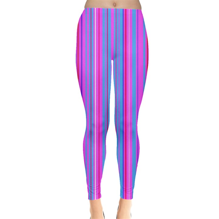 Blue And Pink Stripes Leggings 