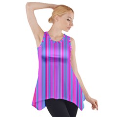 Blue And Pink Stripes Side Drop Tank Tunic