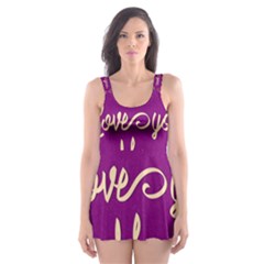 Happy Mothers Day Celebration I Love You Mom Skater Dress Swimsuit by Nexatart