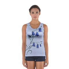 Floral Blue Bluebell Flowers Watercolor Painting Women s Sport Tank Top  by Nexatart