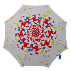 Paint Splatter Digitally Created Blue Red And Yellow Splattering Of Paint On A White Background Hook Handle Umbrellas (Medium)