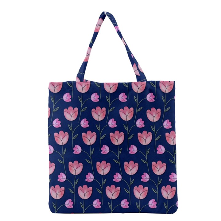 Watercolour Flower Pattern Grocery Tote Bag