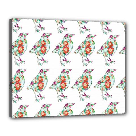 Floral Birds Wallpaper Pattern On White Background Canvas 20  X 16  by Nexatart