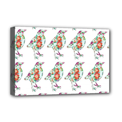 Floral Birds Wallpaper Pattern On White Background Deluxe Canvas 18  X 12  