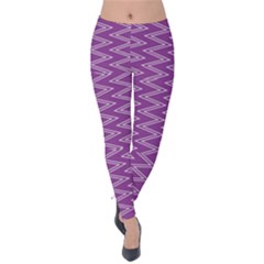 Purple Zig Zag Pattern Background Wallpaper Velvet Leggings by Nexatart