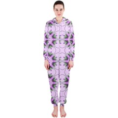 Pretty Pink Floral Purple Seamless Wallpaper Background Hooded Jumpsuit (ladies)  by Nexatart