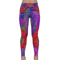 Colorful Background Of Multi Color Floral Pattern Classic Yoga Leggings