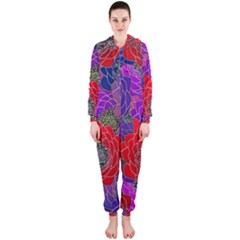 Colorful Background Of Multi Color Floral Pattern Hooded Jumpsuit (ladies)  by Nexatart