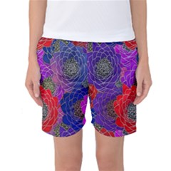 Colorful Background Of Multi Color Floral Pattern Women s Basketball Shorts by Nexatart