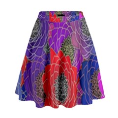 Colorful Background Of Multi Color Floral Pattern High Waist Skirt by Nexatart