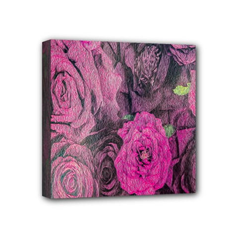 Oil Painting Flowers Background Mini Canvas 4  X 4  by Nexatart