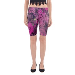 Oil Painting Flowers Background Yoga Cropped Leggings by Nexatart