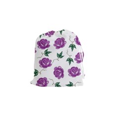 Purple Roses Pattern Wallpaper Background Seamless Design Illustration Drawstring Pouches (small)  by Nexatart