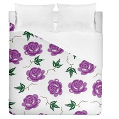 Purple Roses Pattern Wallpaper Background Seamless Design Illustration Duvet Cover (queen Size) by Nexatart