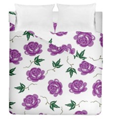 Purple Roses Pattern Wallpaper Background Seamless Design Illustration Duvet Cover Double Side (queen Size) by Nexatart