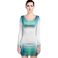 Blue Stripe With Water Droplets Long Sleeve Bodycon Dress