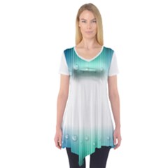 Blue Stripe With Water Droplets Short Sleeve Tunic 