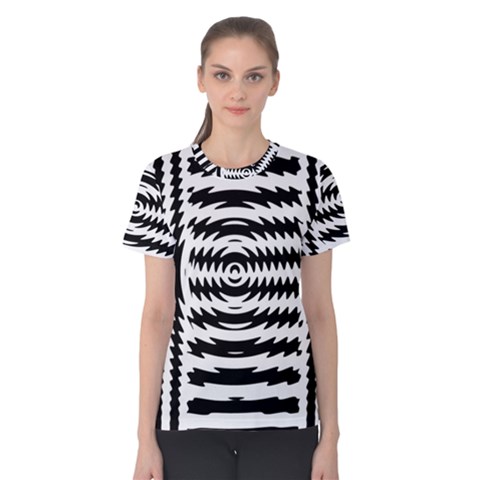 Black And White Abstract Stripped Geometric Background Women s Cotton Tee by Nexatart