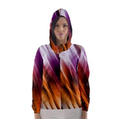 Colourful Grunge Stripe Background Hooded Wind Breaker (women)