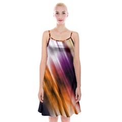 Colourful Grunge Stripe Background Spaghetti Strap Velvet Dress