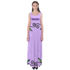 Hand Drawn Doodle Flower Border Empire Waist Maxi Dress by Nexatart