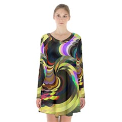 Spiral Of Tubes Long Sleeve Velvet V-neck Dress by Nexatart