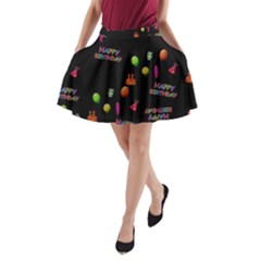 Cartoon Birthday Tilable Design A-line Pocket Skirt